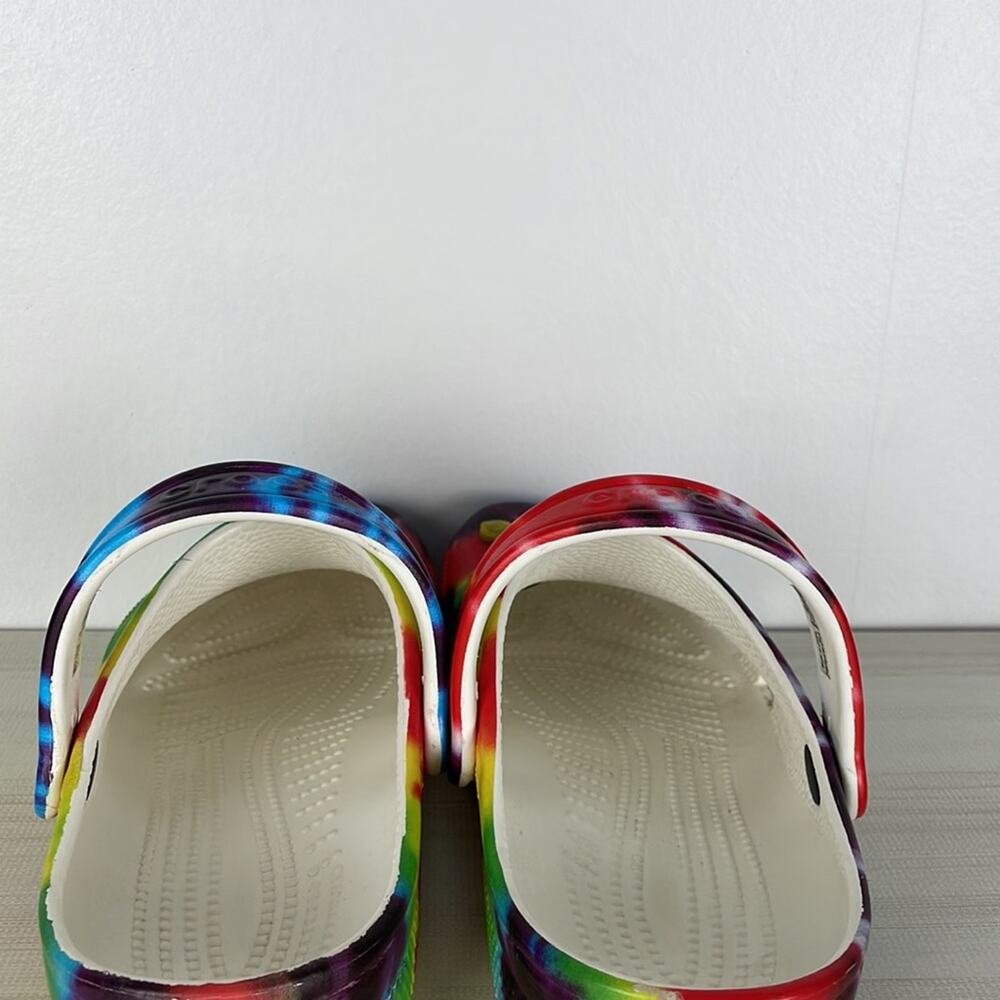 CROCS multicolor unisex slide on clogs with some charms Size Women 9 men 7 - Picture 8 of 11